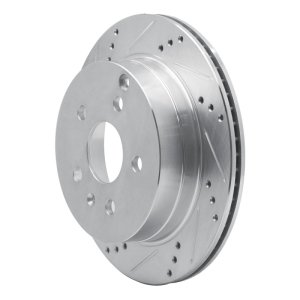 Chevrolet Equinox Brake Rotor (1) - Rear Left - R1 Concepts - Drilled & Slotted - Silver - `10-`17